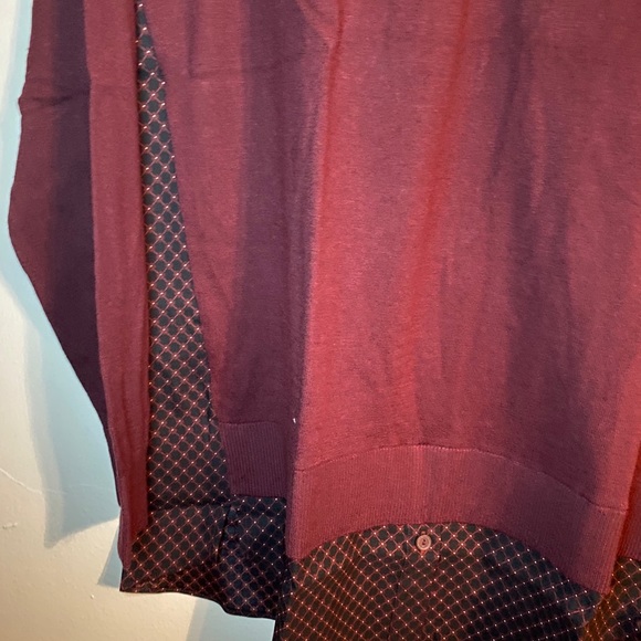 NWT Loft maroon mixed media sweater w navy line XL - Picture 4 of 13